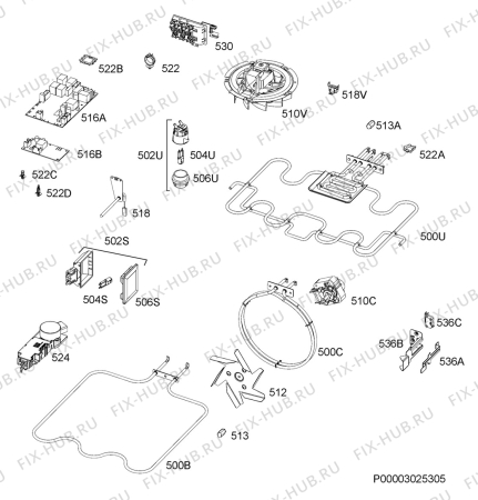 Взрыв-схема плиты (духовки) Husqvarna Electrolux QCE5745X - Схема узла Electrical equipment